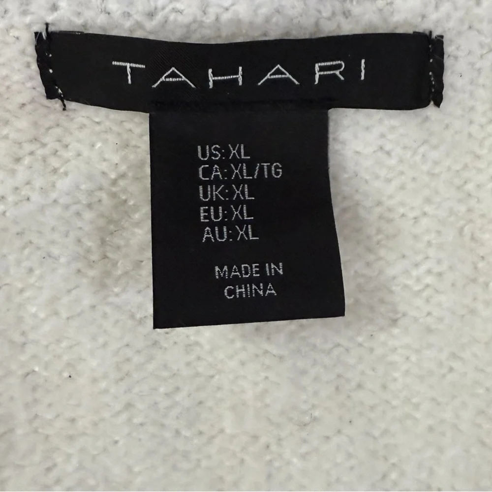 NWOT Tahari Cardigan White w/ Black Trim & Gold Buttons Soft Cardigan Women’s XL - Picture 7 of 11